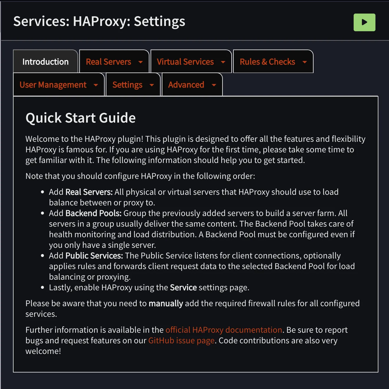HAProxy Main Menu