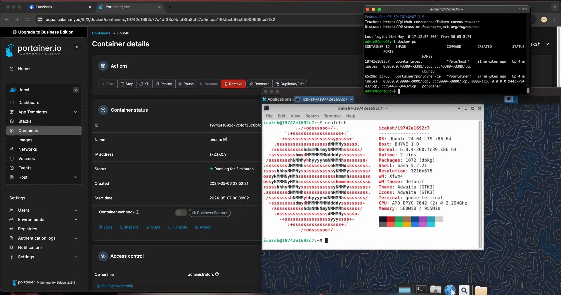 Ubuntu on Docker on Fedora CoreOS on FreeBSD